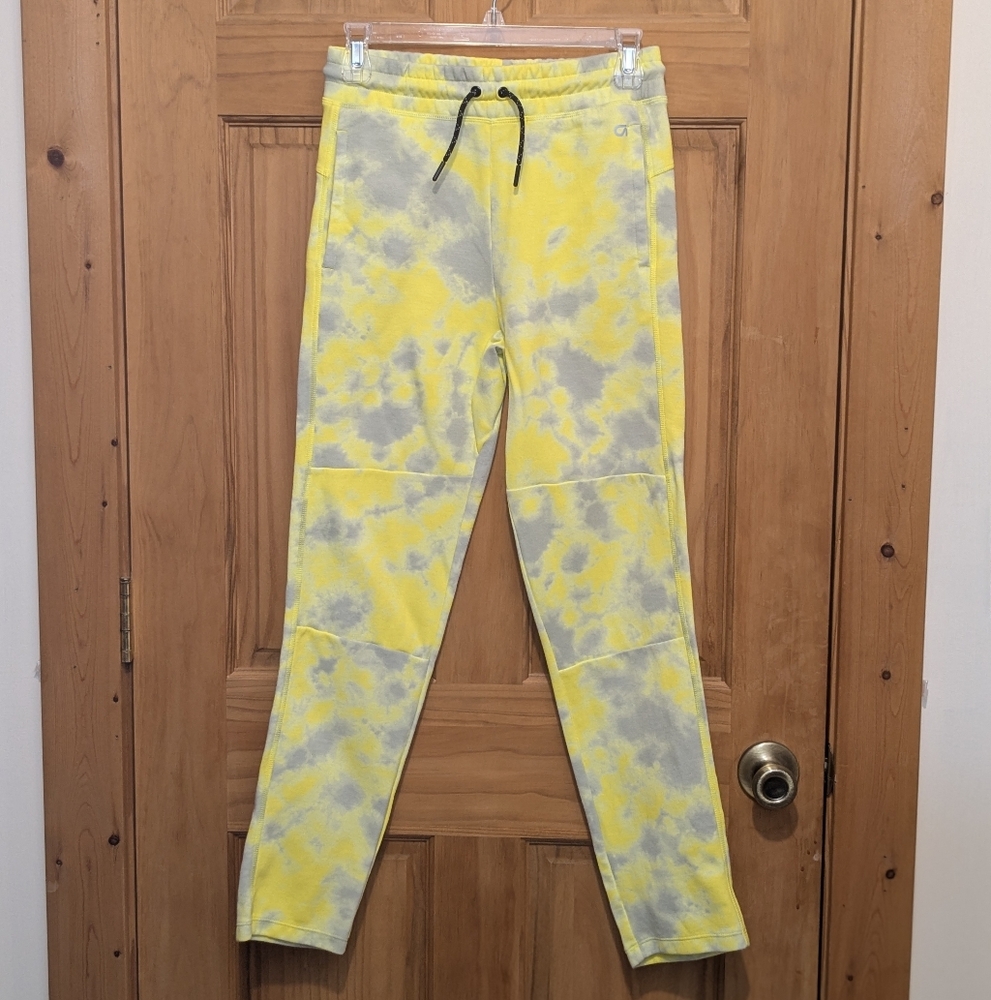 Gap Fit Tech Pants Leggings Girls XXL 2XL Yellow Tie Dye Pockets Yoga Workout